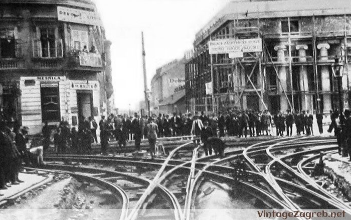 Draškovićeva ulica - Trg burze 1925. godine. Rekonstrukcija pruge